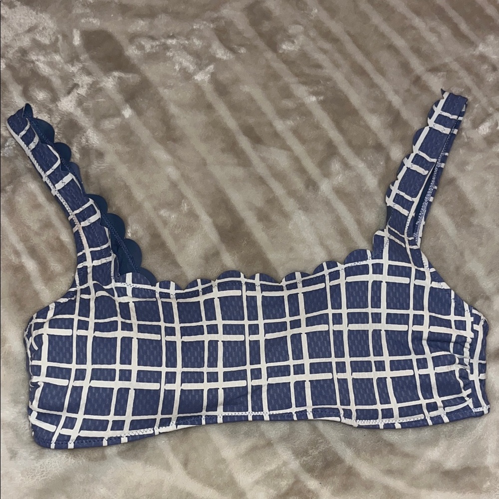 Aerie Blue and White Checkered Bikini Top